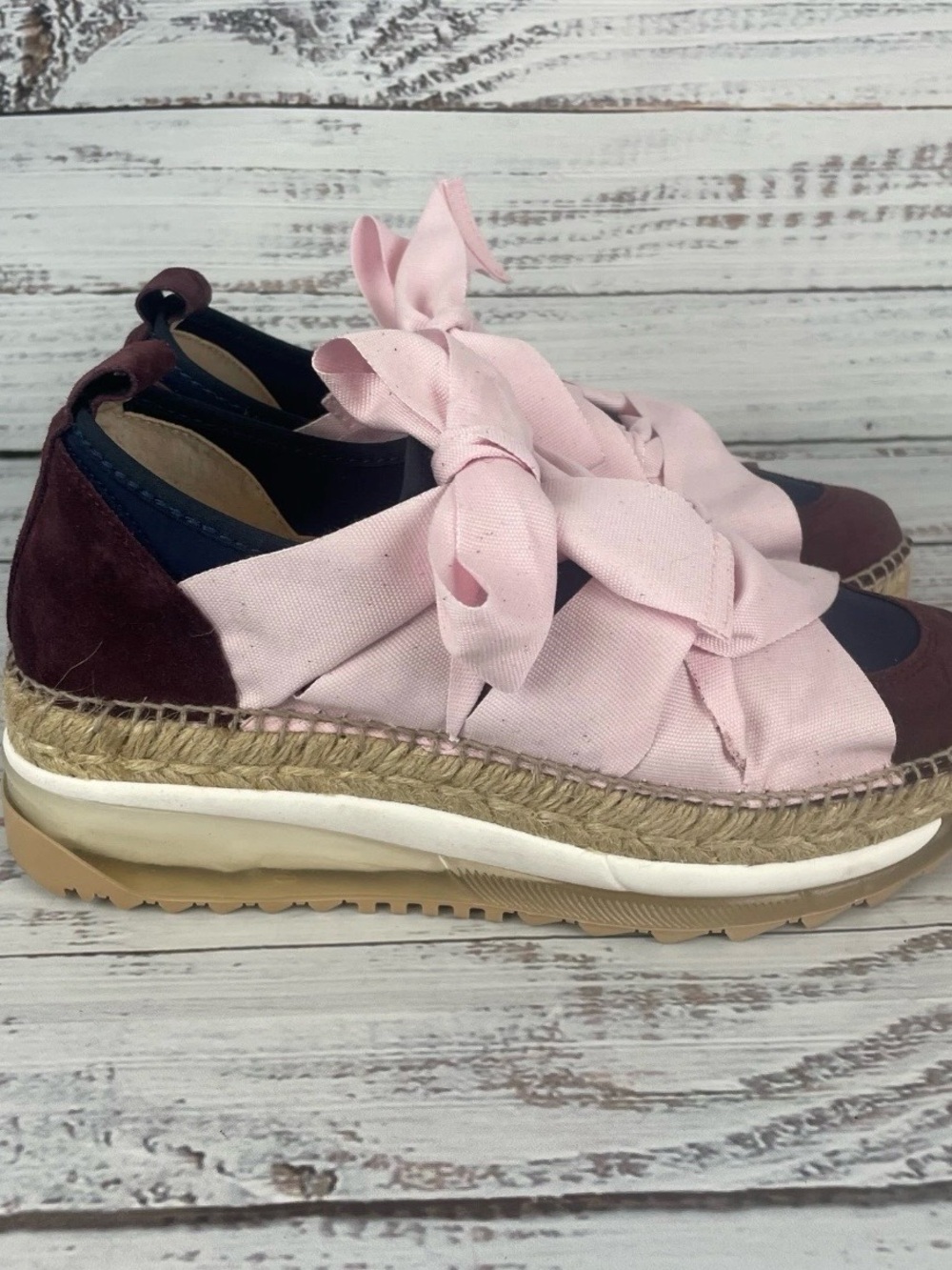 Women’s Platform Espadrille Sneakers with Pink Ribbon Free people champin